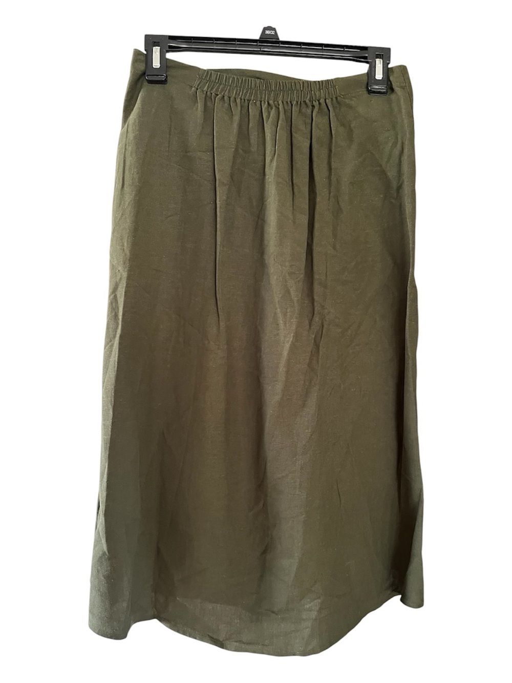 Women’s Umgee Midi Skirt Green Button Front Crossover A line New - Picture 2 of 12